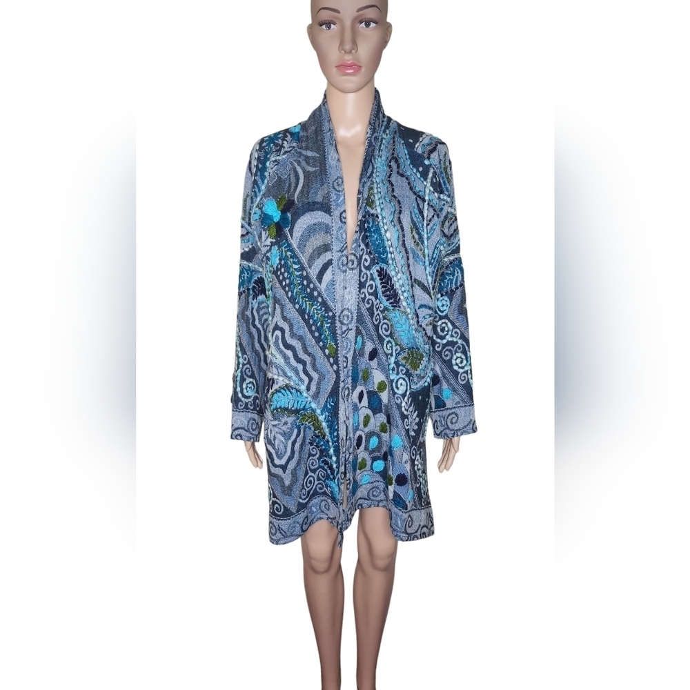 Soft Surroundings women's Size Small/ Medium multi woven cotton cardigan artsy